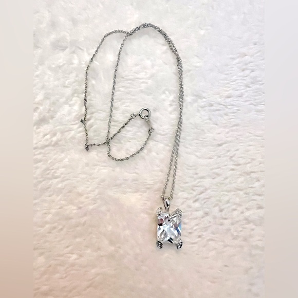 Very Rare Vintage Uncas Asscher Cut Lab Created Diamond  .925 Sterling Necklace - Picture 9 of 12